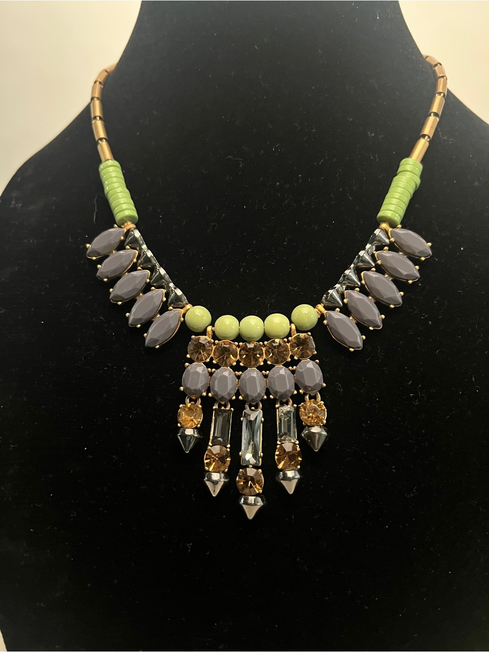 J. Crew Lavender, Lime and Gold Statement Necklace - Picture 3 of 4